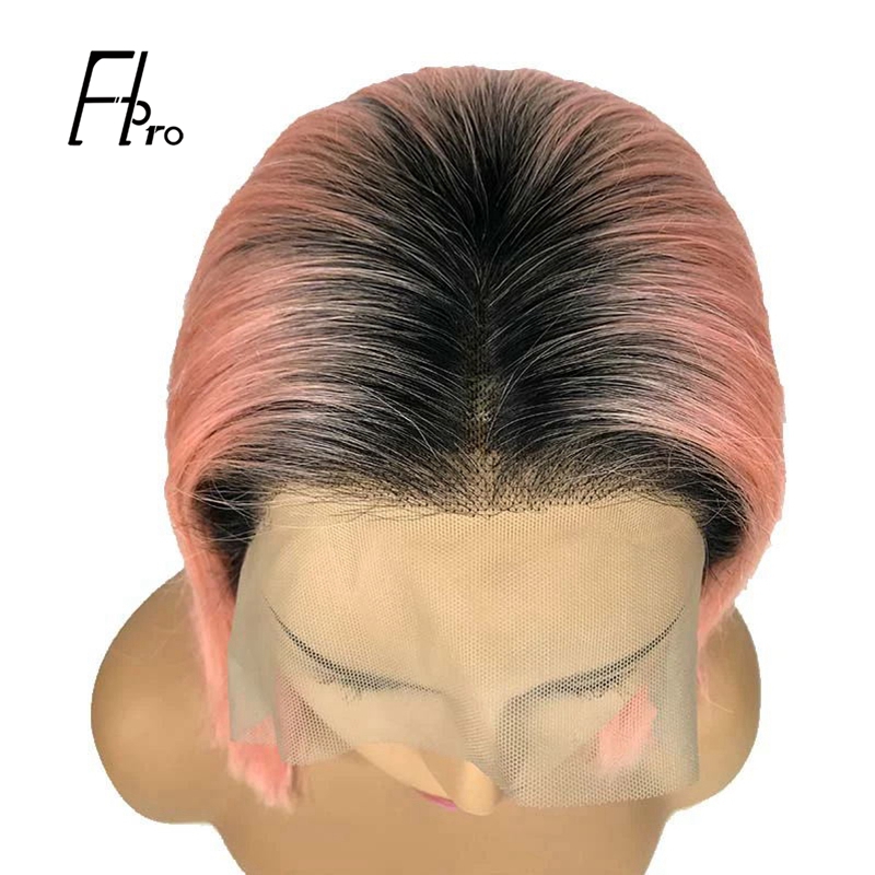 Pink Bob Wig 180% Density Straight 13×4 Lace Front Human Hair Wig Natural Hairline